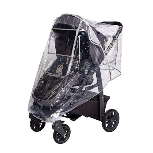 J.L. Childress Deluxe Stroller Rain Cover - Universal Stroller Poncho - Clear Rain Cover with Adorable Printed Pattern - Stroller Accessory - Baby Weather Shield and Protection
