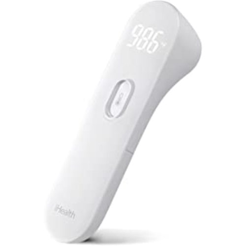 iHealth No-Touch Forehead Thermometer, Digital Infrared Thermometer for Adults and Kids, Touch less Baby Thermometer, 3 Ultra-Sensitive Sensors, Large LED Digits, Quiet Vibration Feedback, Non Contact : Baby