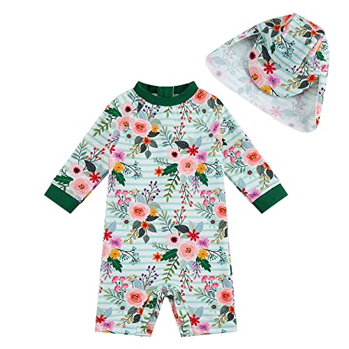 upandfast Baby/Toddler Girls Sunsuit Swimsuit with Snap Bottom UPF 50+ Infant One Piece Rashguard Swimwear