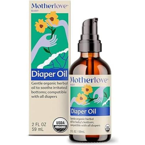 Motherlove Diaper Oil (2 oz) Soothing Vegan Diaper Rash Oil—Organic, Cloth Diaper Safe, Zinc Oxide- & Petroleum-Free