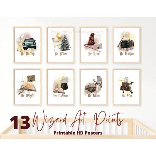Wizard Poster, Wizard Print, Wizarding Nursery Decor, Nursery Neutral, Magical Nursery Decor, Wizarding Nursery Decor, Wizard Room Decor