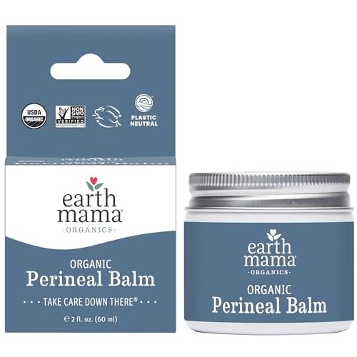 Earth Mama Organic Perineal Balm | Naturally Cooling Herbal Salve for Pregnancy and Postpartum Relief with Witch Hazel & Calendula, Feminine Care Essentials, No Benzocaine or Butane, 2-Fluid Ounce