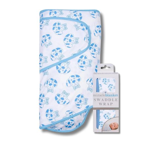 Miracle Blanket Swaddle Wrap – Help Your Newborn Sleep Longer – Soft & Secure Sleep Sack for Infants – Easy-to-Use Swaddling Blanket for a Calm Baby (Bowtie Dog)