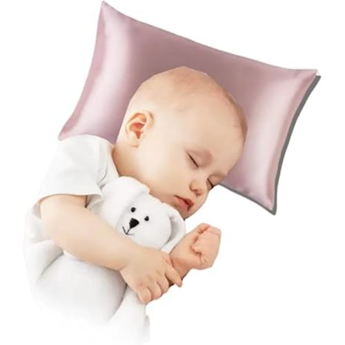 Organic Mulberry Silk Baby Pillowcase with Zipper, Small 10"x13" Pillow Cover for Boys & Girls, Ideal for Bed & Travel, Soft for Kids Hair & Skin, Hypoallergenic Pillowcases for Toddlers (Pink)