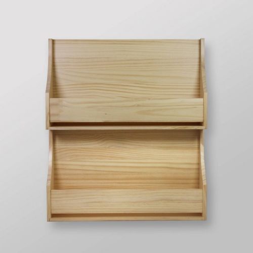 2 Tier Wood Kids' Book Shelf Natural - Pillowfort™: Wall Bookshelf Organizer, Off-White, No Assembly Required