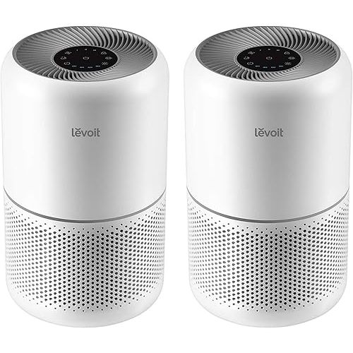 LEVOIT Air Purifier for Home Allergies Pets Hair in Bedroom, Covers Up to 1095 ft² by 45W High Torque Motor, 3-in-1 Filter, Sleep mode, Remove Dust Smoke Pollutants Odor, Core 300-P, White, 2 Pack