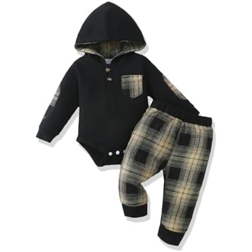 Renotemy Newborn Baby Boy Clothes Infant Boy Outfits Baby Hoodie Romper Fall Winter 0 3 6 9 12 18 Months Baby Clothes for Boy