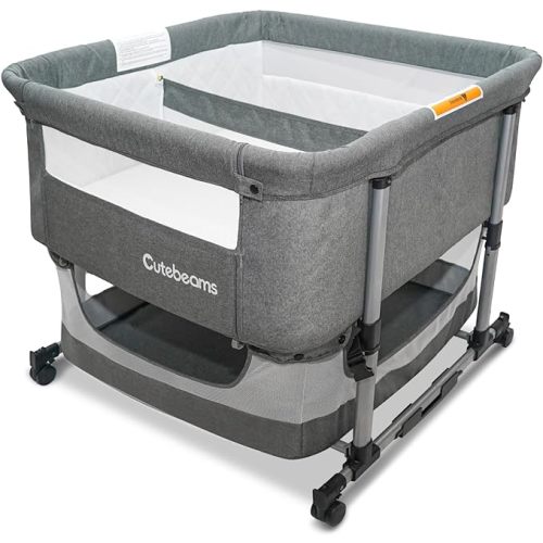 Twin Bassinet for 2 Babies, 3 in 1 Bedside Co Sleeper Double Bassinet for Twins，Rocking Bassinet for Baby with Wheels and Storage Basket, Easy Folding Adjustable Portable Newborn Crib