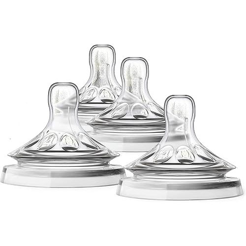 Philips Avent Natural Baby Bottle Fast Flow Nipple, 6M+, Flow 4, SCF654/43, (Pack of 4)
