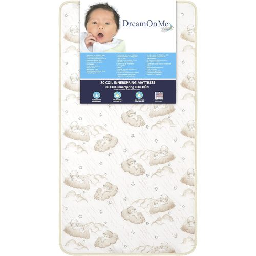 Dream On Me Foam 2-in-1 Breathable Twilight 5" Spring Coil Crib and Toddler Bed Mattress Firm,Plush with Reversible Design I White/Brown I Greenguard Gold Certified I JPMA Certified - Beige Cloud Breathable Cover