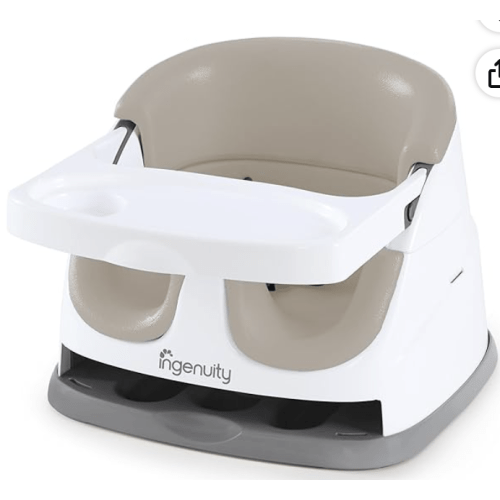 Ingenuity Baby Base 2-in-1 Booster Feeding and Floor Seat with Self-Storing Tray - Cashmere