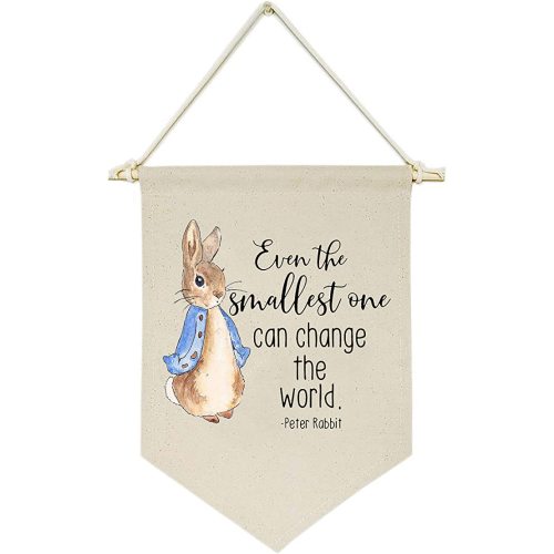 Even the Smallest One Can Change the World -Canvas Hanging Flag Banner Wall Sign Decor Gift for Baby Kids Girl Boy Nursery Teen Room Front Door