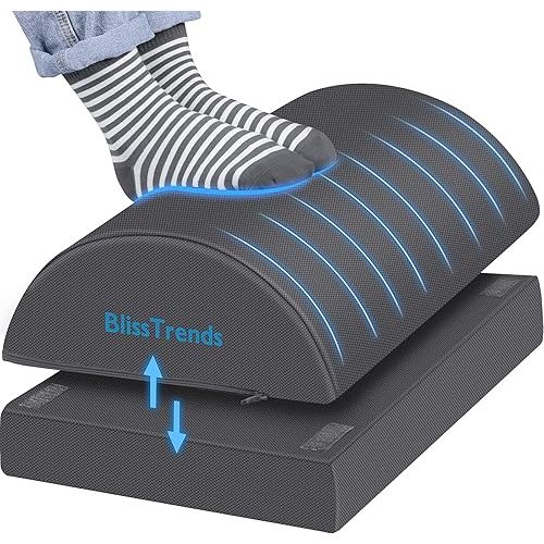 BlissTrends Foot Rest for Under Desk at Work-Versatile Foot Stool with Washable Cover-Comfortable Footrest with 2 Adjustable Heights for Car,Home and Office to Relieve Back,Lumbar,Knee Pain-Gray