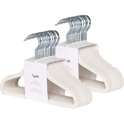 3 Sprouts Baby Velvet, Non-Slip Clothes Hangers - Pack of 30 - Cream