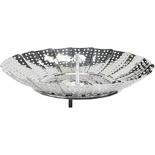 Chef Craft Classic Steamer Basket, 6 inch Diameter 9.5 inch Expanded, Stainless Steel