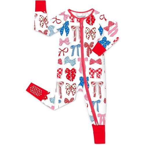 babee Reshinee Bamboo Viscose Baby Footie Pajama, Zipper Pajamas for Baby Boys & Baby Girls 0-24M