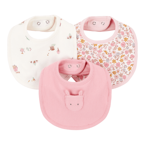 Pink/Ivory Baby 3-Pack Floral Bibs | Carter’s Oshkosh Canada