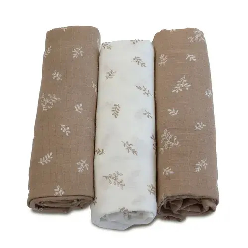 Bubba Blue 3 Pack Wrap Muslin Organic Chestnut | Baby Bunting AU