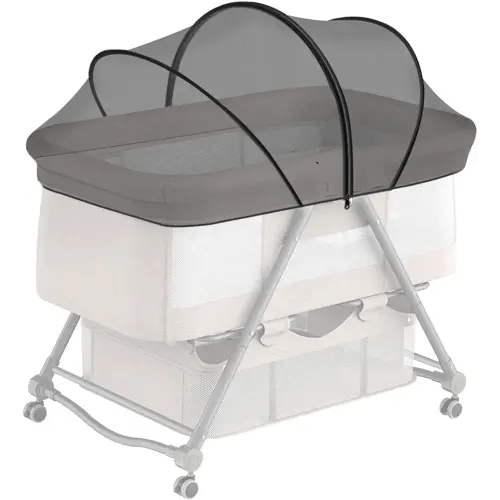 Bassinet Cover with Two-Way Zipper,Portable Bassinet Mosquito Net Cover for Cats to Keep Pets Out(Black)