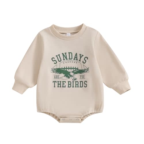 Baby Boy Girl Football Sweatshirt Romper Sundays Are for The Birds Bubble Bodysuit Newborn Game Day Clothes