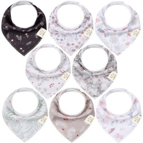 8pk Organic Baby Bandana Bibs, Baby Drool Bibs for Baby Boy, Girl, Baby Bibs for Infant, Newborn, Color: Bloom