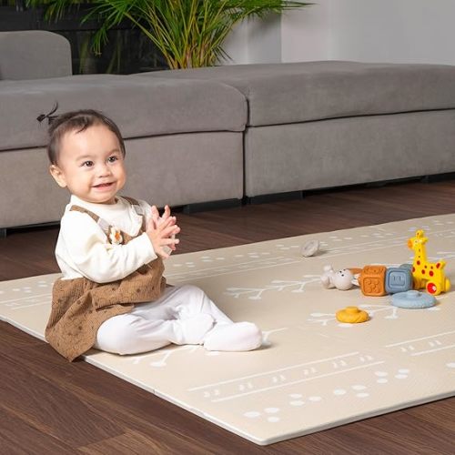 Baby Foam Tiles for Floor - Soft Play Mat Tiles for a Safe Play Area - 48 x 66 Large Baby Mat for Floor, Perfect for Kids' Playroom