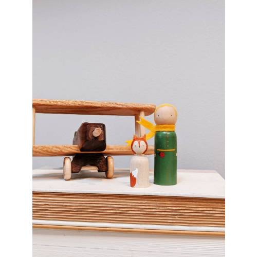 The Little Prince and Fox Hand Painted Wooden Peg Dolls - Le Petit Prince Figure Mini - Antoine de Saint-Exupery