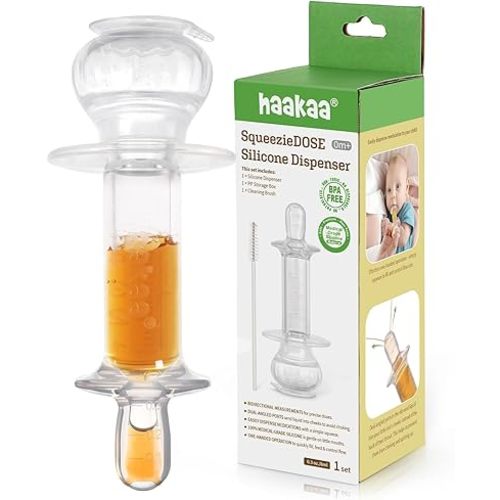 Haakaa Baby Medicine Dispenser-Rounded Pacifier Shape.The Unique Medical-Grade Silicone Bulb Design,That Works with Just A Squeeze.0+ Months