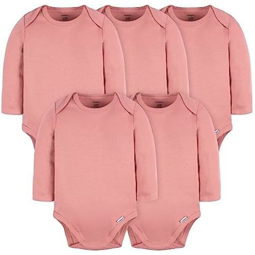 Gerber Unisex Baby Long Sleeve Solid Onesies Multi-pack Interlock 180 Gsm