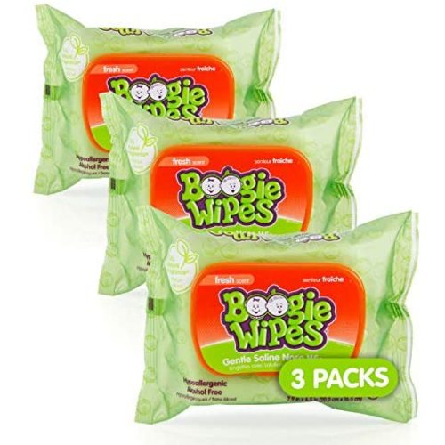 Boogie Wipes Gentle Wet Wipes for Baby and Kids, Face, Hand, Body & Nose, HSA/FSA Eligible, Made with Vitamin E, Aloe, Chamomile and Natural Saline, Fresh Scent, 90 Count