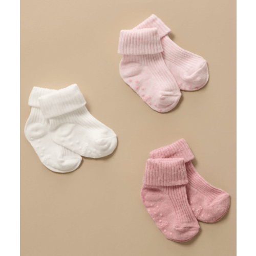 Pink 3 Pack Rib Socks - Baby Accessories - Purebaby - Purebaby