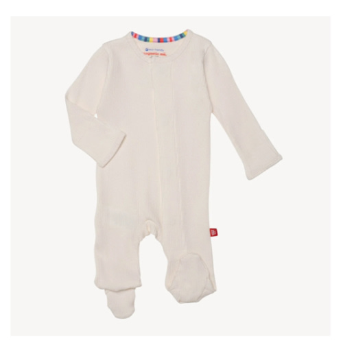 whipped cream ribbed cotton magnetic parent favorite footie – Magnetic Me