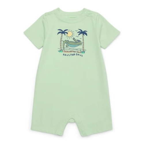 Garanimals Baby Boy Short Sleeve Jersey Graphic Romper, Sizes 0-24 Months