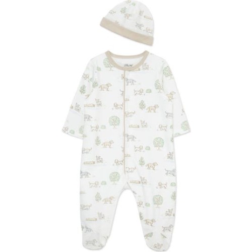 Puppy Park Cotton Footie & Hat Set, Newborn