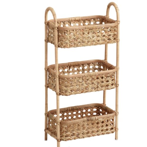 Farrah Natural Rattan Cane 3 Tier Storage Tower - World Market