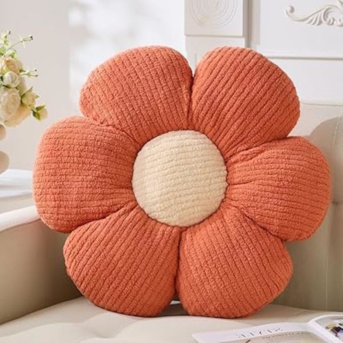 Flower Pillow, Cute Daisy Pillow Orange Flower Shaped Throw Pillow Cushion Seating 19.6" Flower PlushThrow Pillow Floor Pillows Home Decorative Seating Cushion