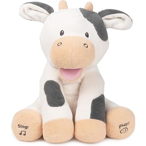 Baby GUND Buttermilk the Cow Animated Plush, Singing Stuffed Animal Sensory Toy, Sings Old MacDonald and Teaches Animal Sounds, Cream/Grey, 12”