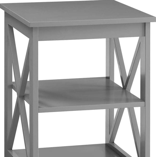 Convenience Concepts Oxford End Table 15.75" - Modern Living Room Table with Storage Shelves, Transitional Nightstand Side Table for Home Decor and Display, Gray