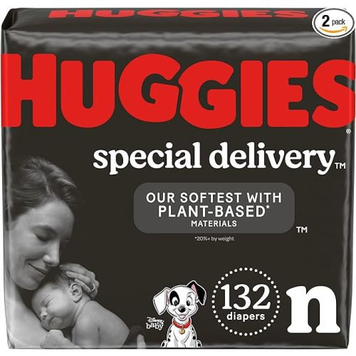 Huggies Special Delivery Hypoallergenic Baby Diapers Size Newborn (up to 10 lbs), 132 Ct, Fragrance Free, Safe for Sensitive Skin