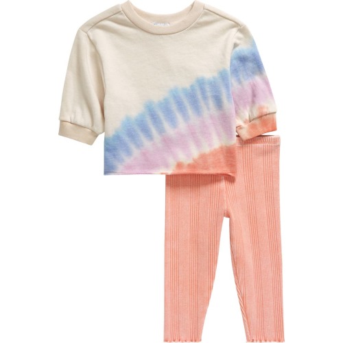 Baby Sunset Tie Dye Sweatshirt & Rib Leggings Set, 3-6M, Sunset Tie Dye