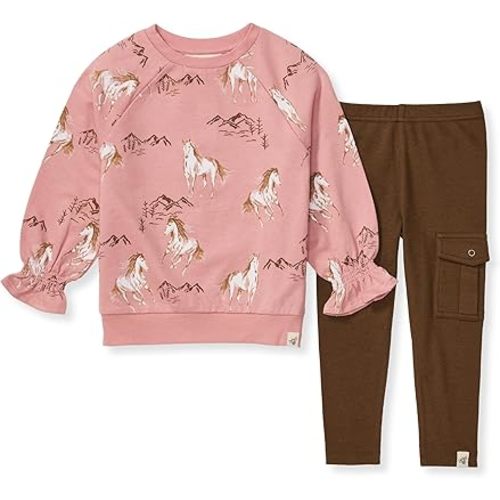 6-9m Burt's Bees Baby Baby Girls' Long Sleeve Top and Pant Set, 100% Organic Cotton