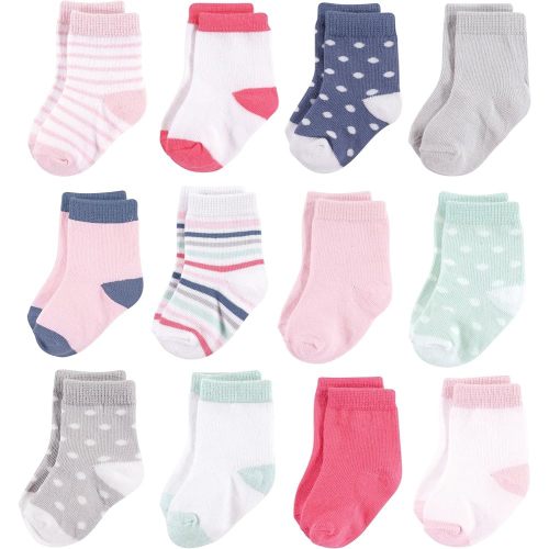 Hudson Baby Baby Girls' Cotton Rich Newborn and Terry Socks