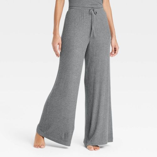 Women's Cozy Ribbed Wide Leg Pants - Auden™ Oatmeal 1x