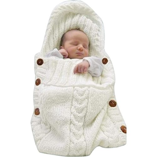 XMWEALTHY Newborn Baby Wrap Swaddle Blanket Knit Sleeping Bag Receiving Blankets Stroller Wrap for Baby(Dark Gray) (0-6 Month)