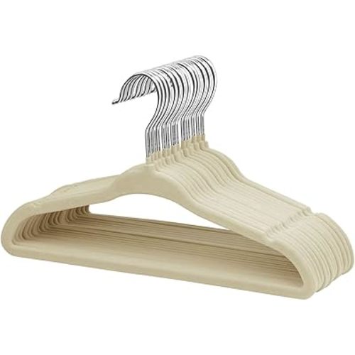 ManGotree Baby Velvet Clothes Hangers, Childrens Kids Hangers for Clothes Space Saving Non-Slip 15 Pack (Beige)