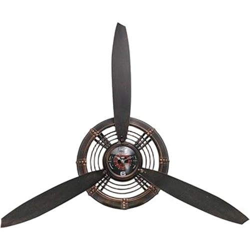 Airplane Propeller Wall Decor,Aviation Decor,Pilot Gifts, Steampunk Clock,Man Cave Clock, Wall Art for Office Bedroom,Battery Operated,Brown