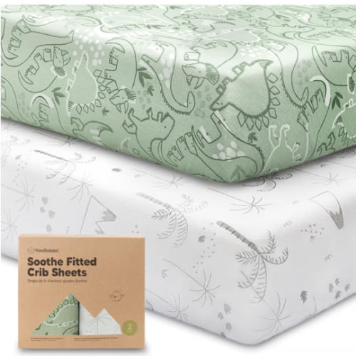 KeaBabies 2-Pack Organic Crib Sheets for Boys, Girls - 52x28 Fitted Crib Mattress Sheet Neutral, Breathable Jersey Cotton Cover for Baby Bed, Toddler Mattress, Soft & Cute Prints (DinoDood)