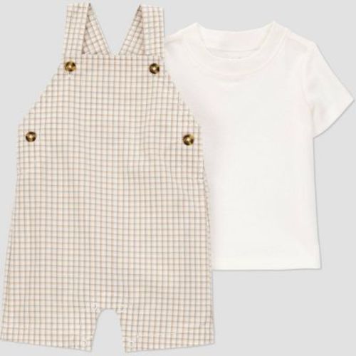 Carter's Just One You®️ Baby Boys' Gingham Shortalls - Brown Newborn