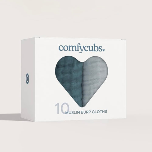 Comfy Cubs Muslin Burp Cloths 20" x 10", Pack of 10 - Large, 6-Layer, Ultra Absorbent 100% Cotton for Baby Drool and Messes - Soft, Safe & Gentle Baby Burp Cloths for Boys & Girls - Multi Boy