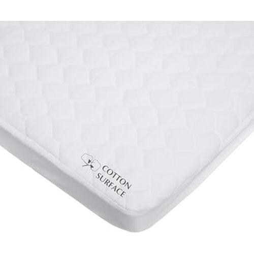 American Baby Company Waterproof Fitted Porta/Mini Crib Mattress Protector, Quilted Cotton and Noiseless Mini Crib Pad Cover, White, 38" x 24"